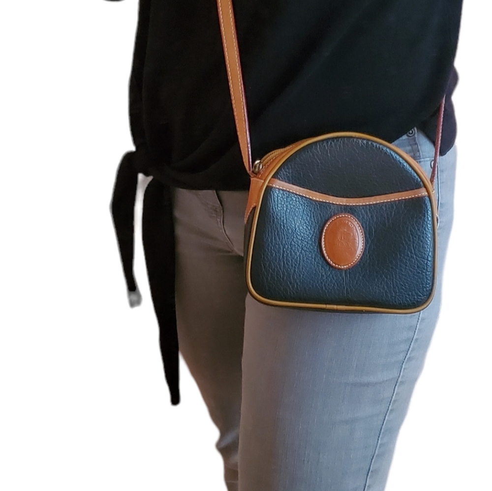 Italian Leather mini crossbody purse bag two tone Italy Classic